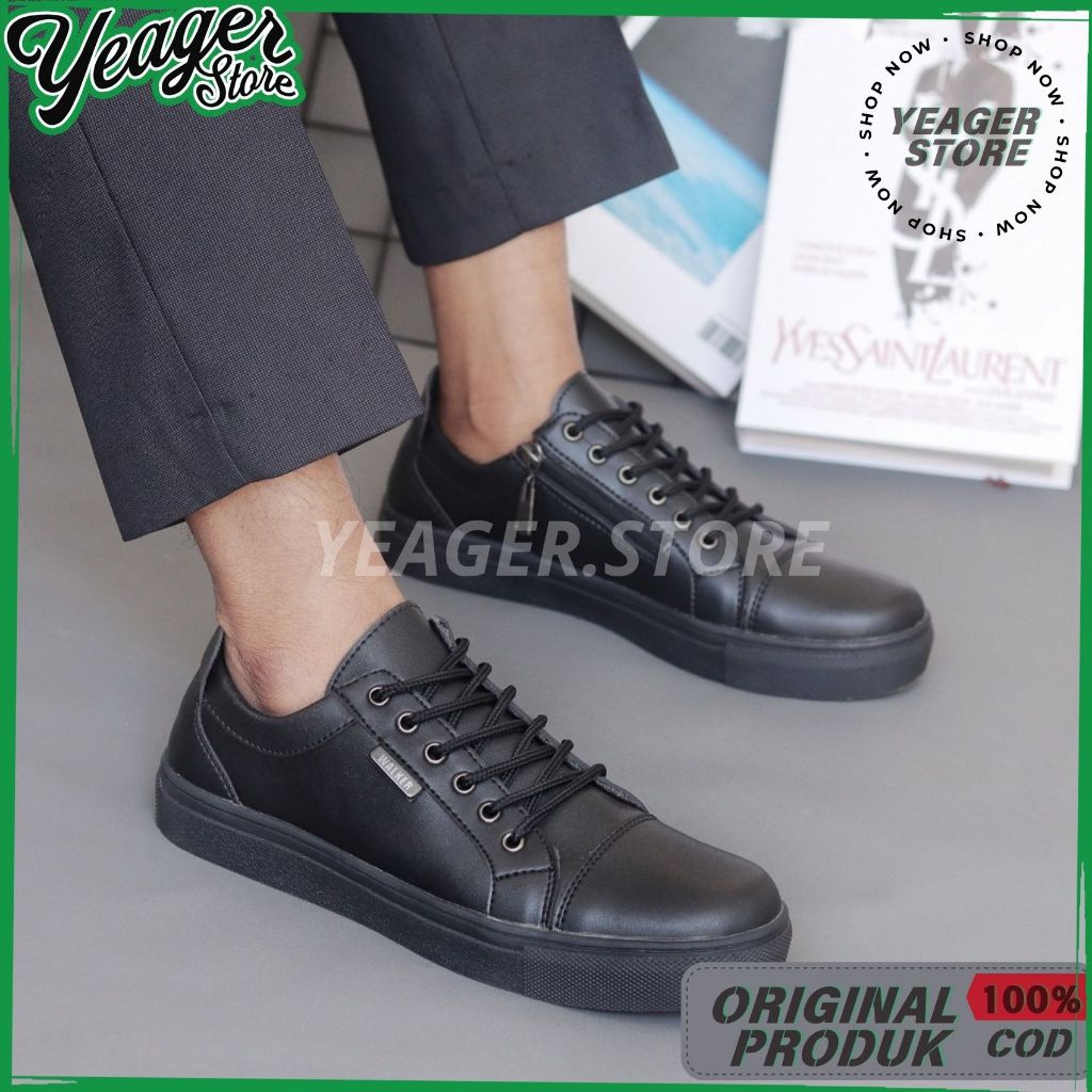 YEAGER - PRD All Black Series Sepatu Sneakers Casual Pria Formal