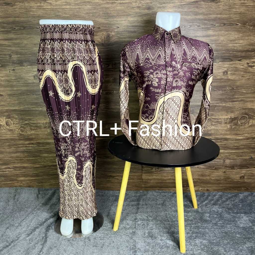 (NEW ARIVAL) CTRL+ FASHION - ROK PLISKET COUPLE BATIK KEMEJA LENGAN PANJANG BATIK COUPLE PASANGAN SE