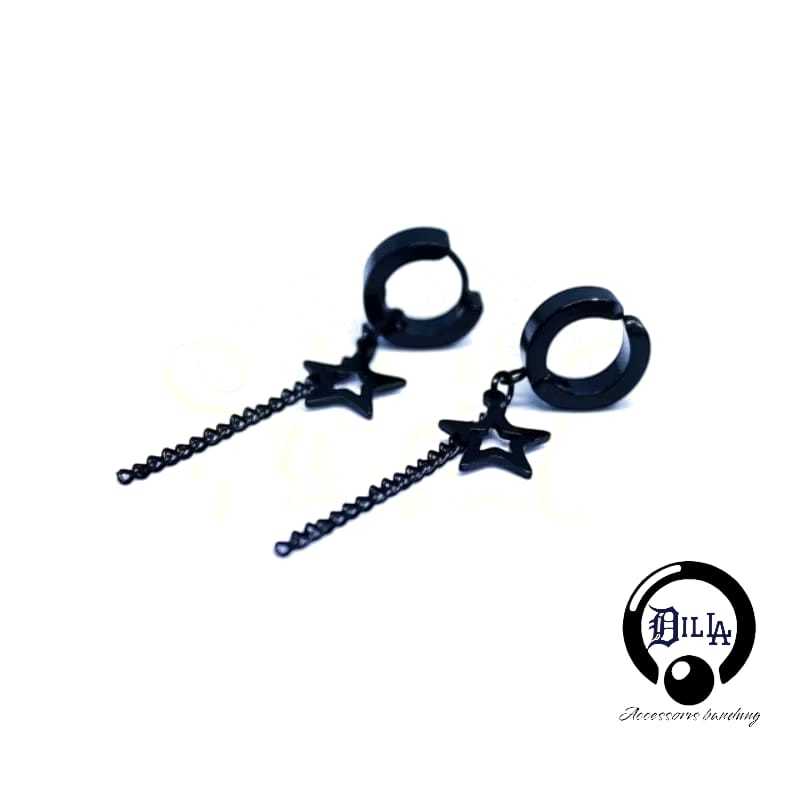 ANTING TINDIK DAN ANTING JEPIT PRIA WANITA BINTANG RANTAI