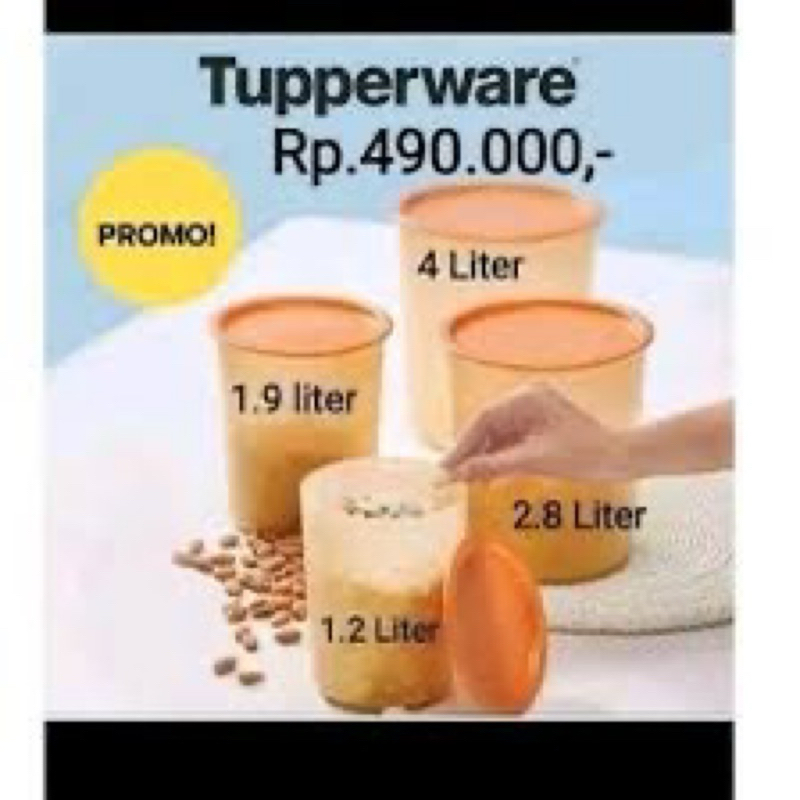1 Set isi (4 pcs) mosaic canister gold tupperware - toples kue, camilan, kerupuk dll