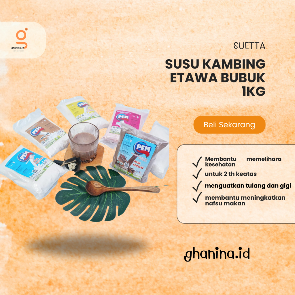 

Susu Kambing Etawa Bubuk 1kg Untuk Anak solusi BB Booster, Penambah Nafsu Makan,Imun Booster