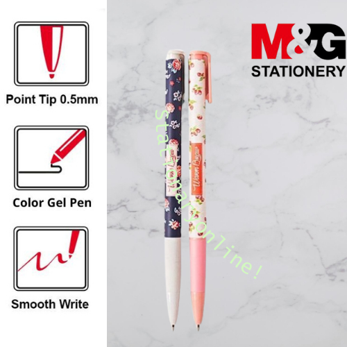 

Pulpen Retractable Ball Pen Motif Bunga FLower Warna Biru Tip 0.5mm Gagang Karet