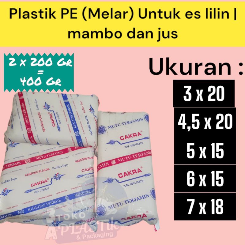 Plastik es lilin MERK CAKRA /es pensil uk 4,5 cm x 20 cm// 6 cm x 15 cm // 5 cm x 15 cm// 3 cm x 20 