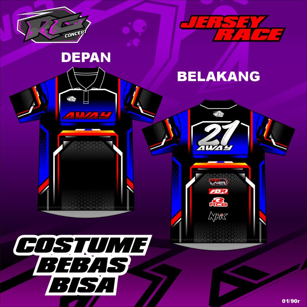 JERSEY RACING kaos Baju racing team JERSEY COSTUME NAMA NOMOR SPONSOR baju pria wanita unisex costum