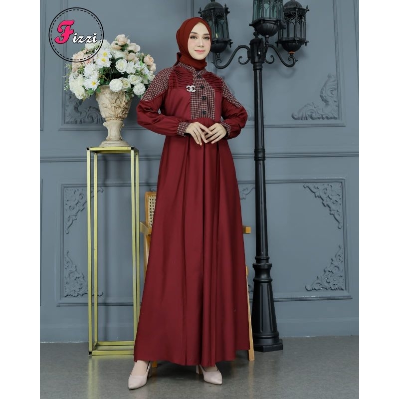 Gamis toyobo original kombinasi kotak kecil fizzi