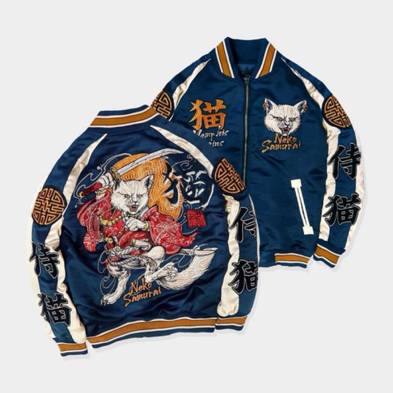 Sukajan Memphisorigins Nekosamurai Navy size XXXL [ORIGINAL]