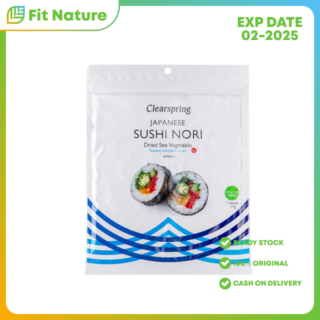 

Rumput Laut Kering Organik Clearspring Organic Japanese Toasted Sushi Nori 7 Sheets 17g