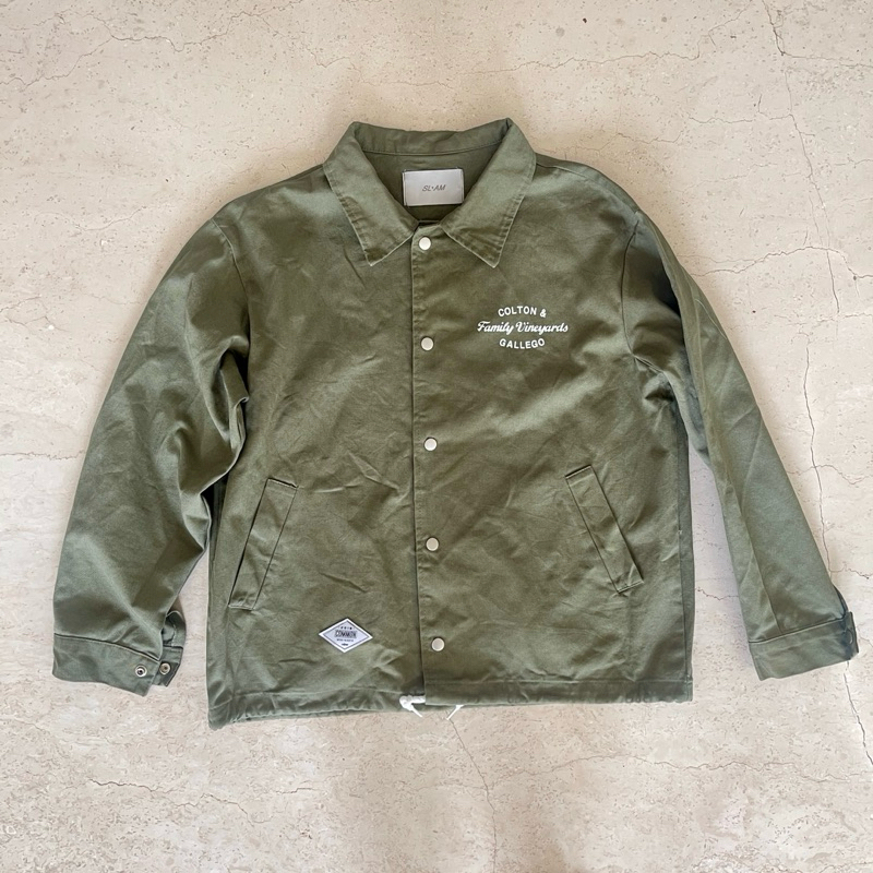 Slam Army Jacket Cotton Canvas Oversized Green Khaki Coach Field Jaket