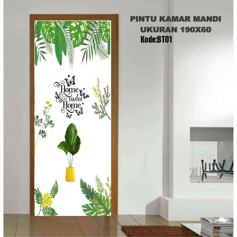 

Stiker pintu kamar mandi motif daun