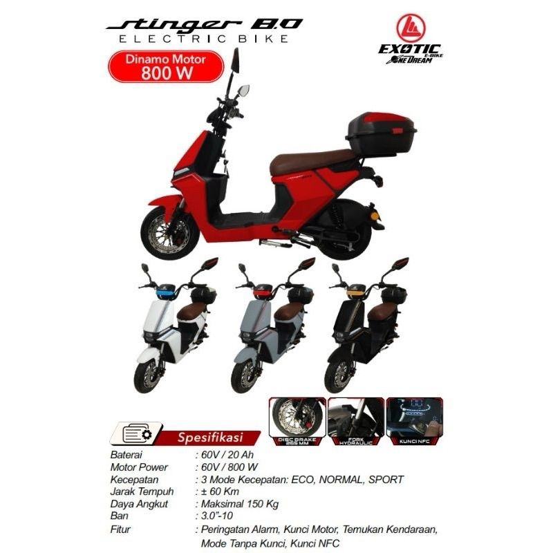 Sepeda Listrik EXOTIC Stinger 8.0 800Watt by PACIFIC