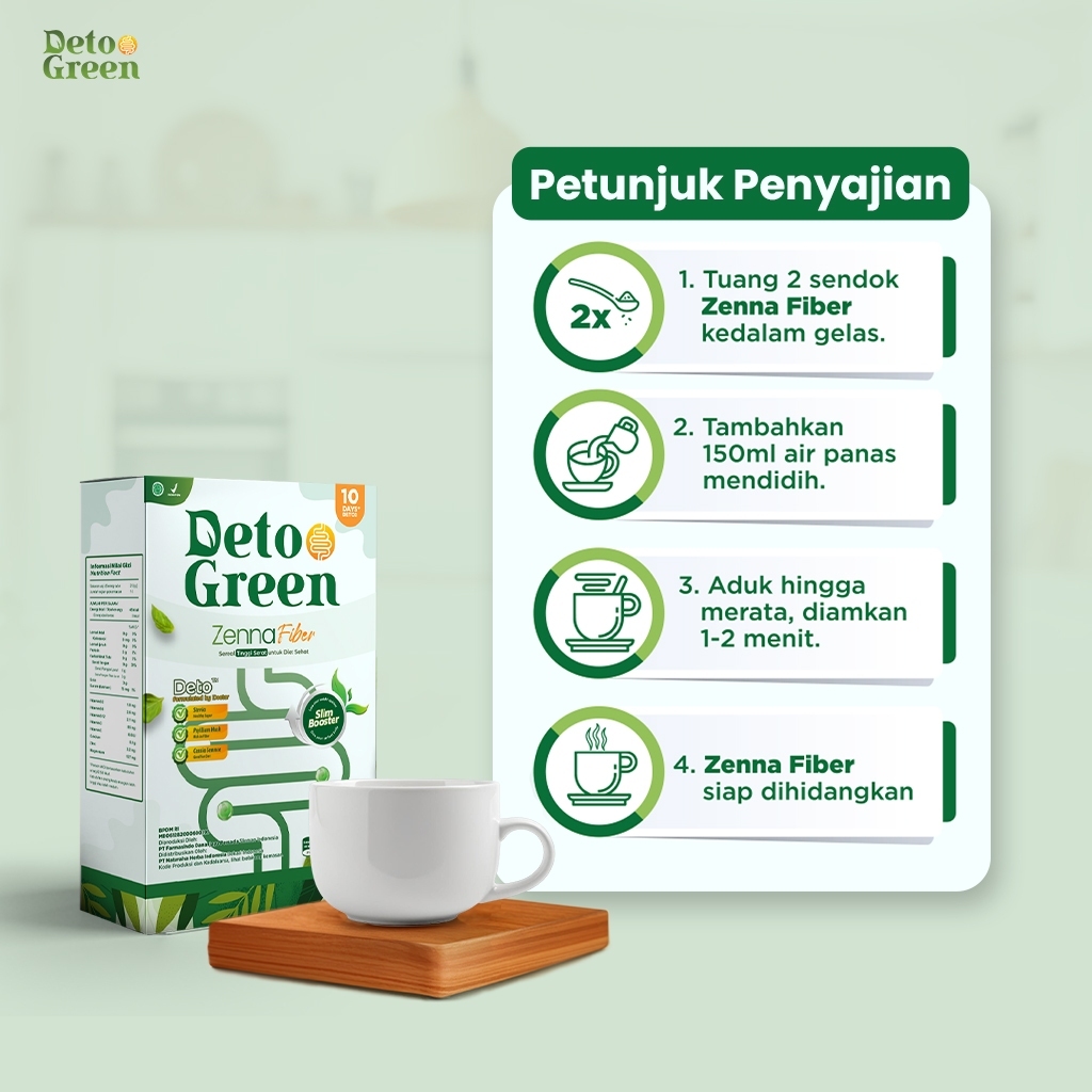 

QH DETOGREEN Zenna Paket 3 Fiber Oat Sereal Sehat Diet Efektif Turunkan Berat Badan Optimal 200 Gram