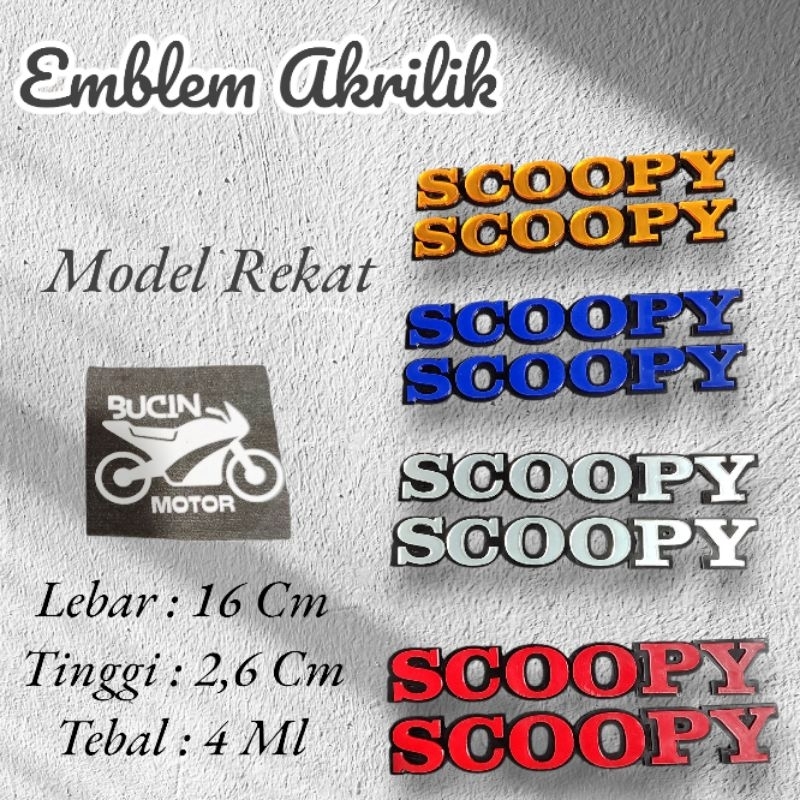 EMBLEM SCOOPY AKRILIK TIMBUL MOTOR LOGO HONDA SCOOPY TIMBUL (PER PCS) *