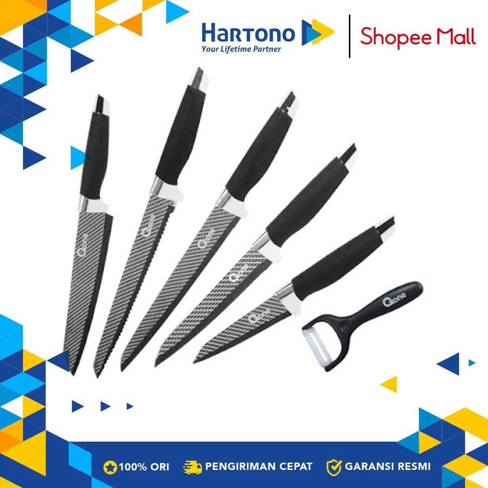 Oxone OX-609N Onyx Black Knife Set Pisau Dapur Hitam 280mm x 150mm x 60mm