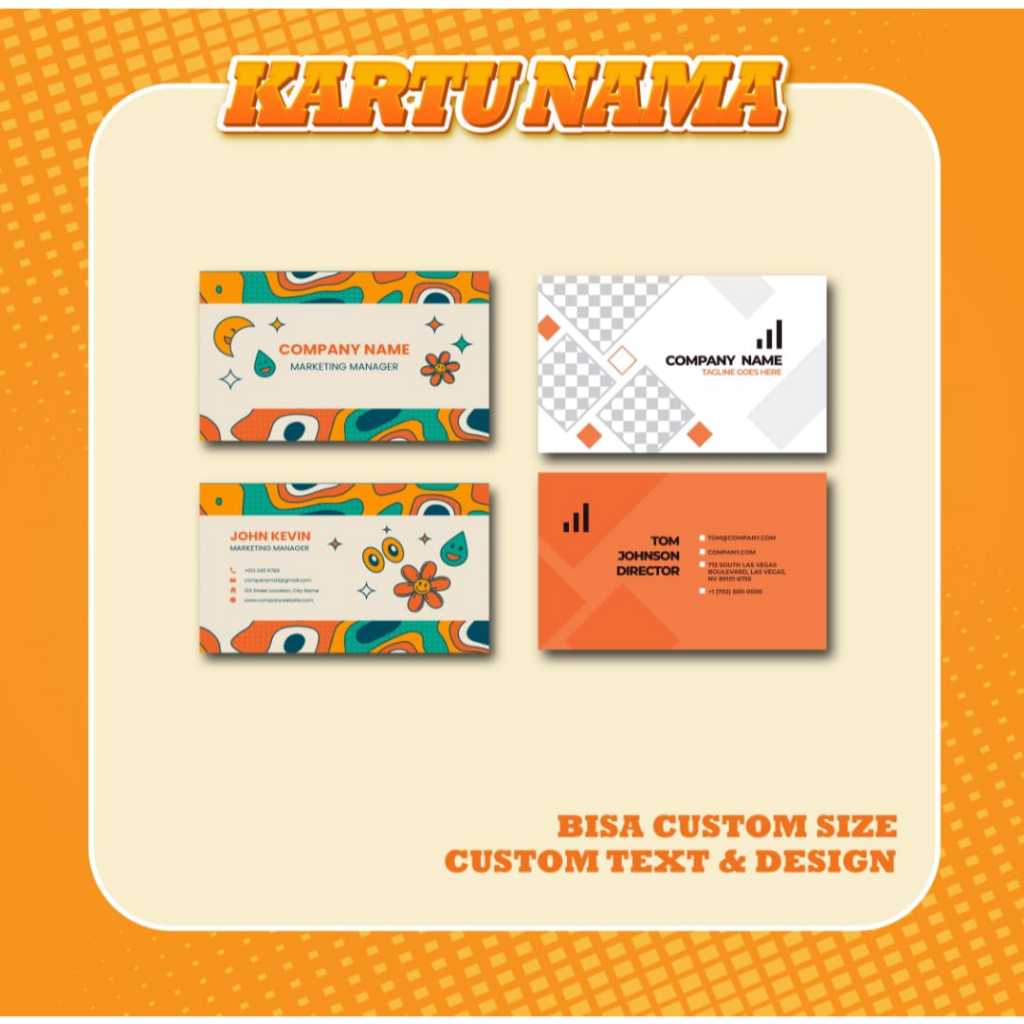 

Cetak Kartu Nama / Business Card / Kartu Nama 100 pcs bahan BW, Linen, TIK, Concord