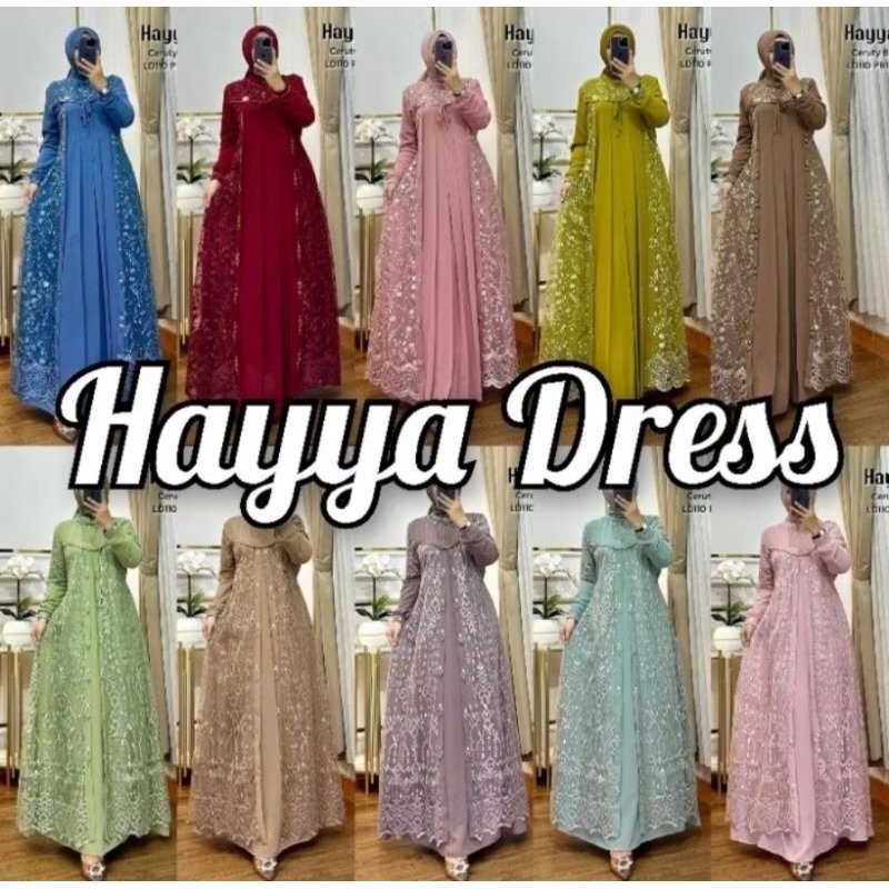 Gamis hayya dress Brukat tulle gamis muslim syar'i set hijab gamis lebaran premium