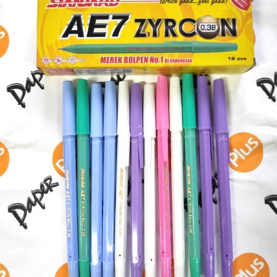 

SPESIAL Pulpen Ballpoint STANDARD AE7 Zyrcon body warna warni 12pcs