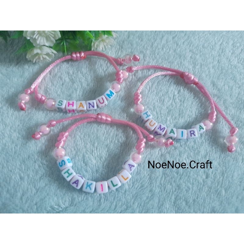 gelang nama anak tali serut / gelang nama anak perempuan/ gelang custom nama