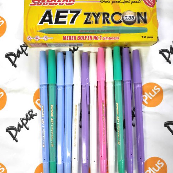 DISKON Pulpen  Ballpoint STANDARD AE7 Zyrcon body warna warni 12pcs