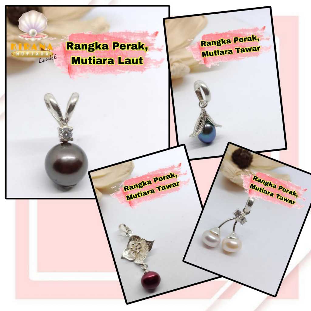 Bandul / Mainan Kalung / Liontin Perak Anti Karat Mutiara Air Tawar Dan Air Laut Lombok