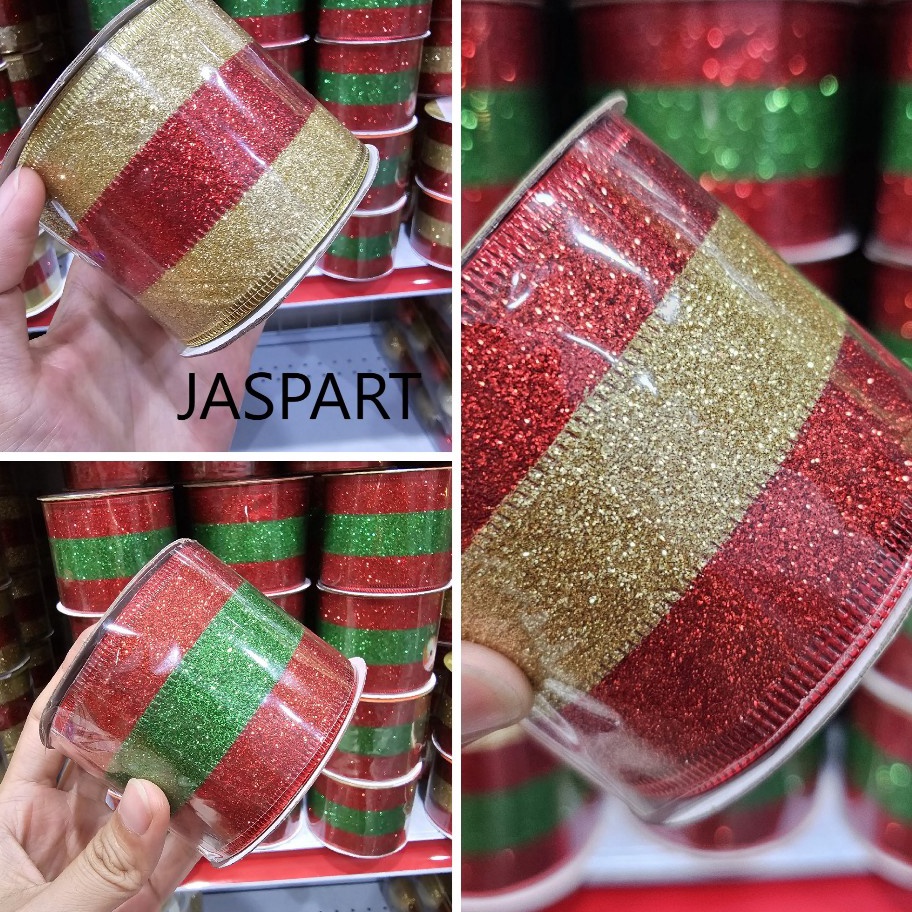 

SPESIAL DISCOUNT PITA GLITTER NATAL PINGGIR KAWAT PITA PARCEL PITA CHRISTMAS PITA HIASAN CANTIK LEBAR 5CM PITA NATAL 2