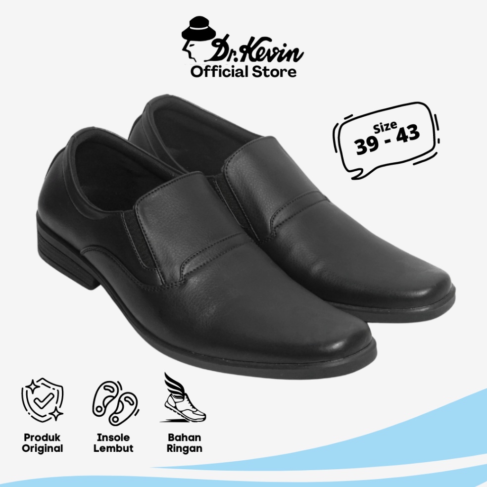 Penjualan Terbanyak Dr Kevin Sepatu Formal Pria Men Dress  Business Formal Shoes 8317  Black