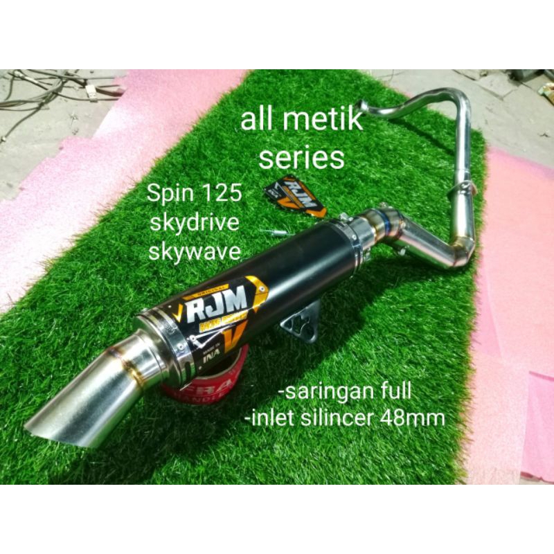 knalpot samlong RJM untuk motor metik spin 125 skywave skydrive Hayate,saringan full & setengah
