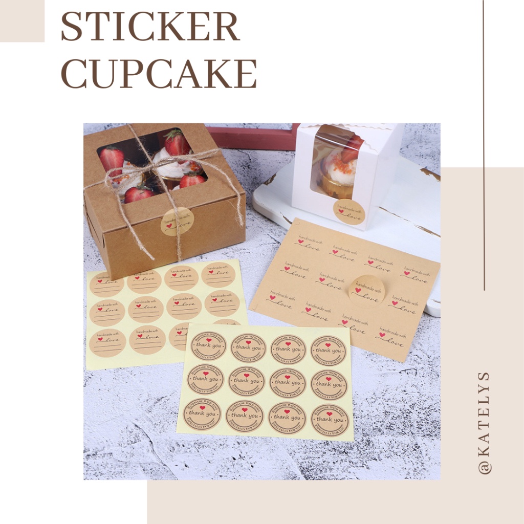 

Potongan 5 Sticker Cupcake Box Stiker Untuk Box Kue Round Love Sticker Cross Border