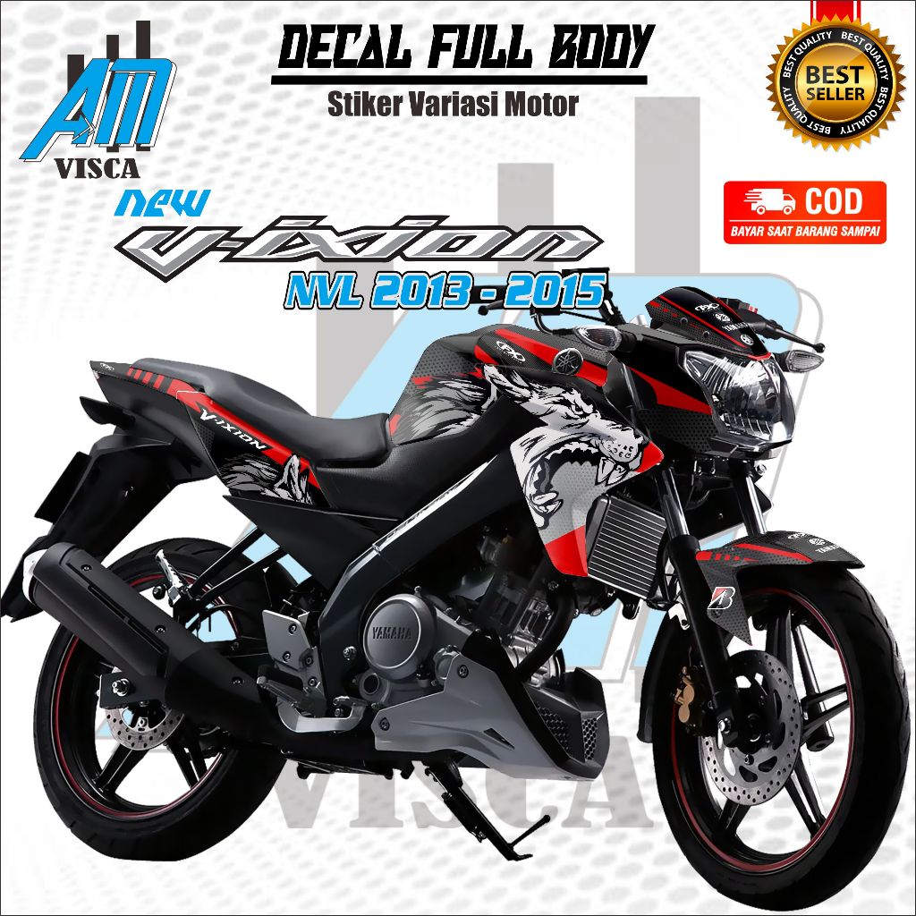 Bisa COD Decal Vixion NVL Full Body | Stiker Motor Vixion NVL | Sticker Variasi Motif Srigala