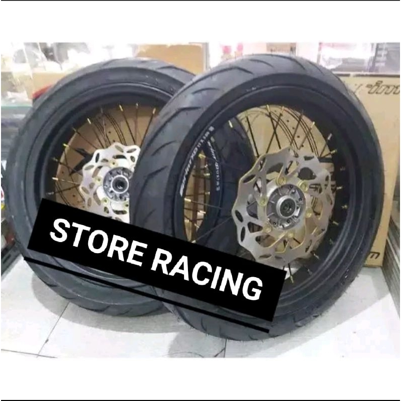 paketan velg jari jari sama BAN TUBLES KLX150 d'tracker 250X300 300X350 RING 17 SUPERMOTO KLX  PAKET