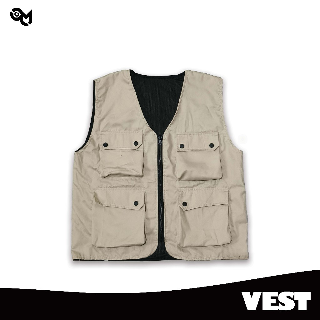 Gomuwear - Vest Rompi tactical Simple plain Cream - Rompi vest pria wanita