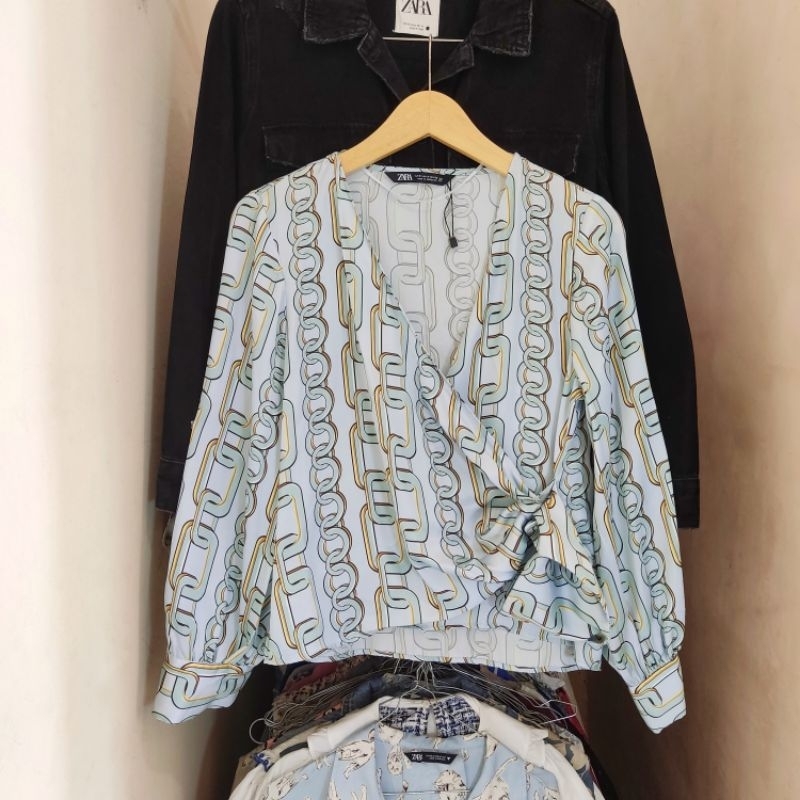 Zara printed silk kimono blouse preloved