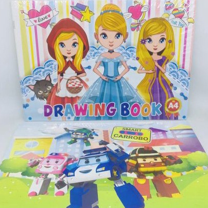 

MURRRMERRR Buku Menggambar Drawing Book isi 1 pack 1 pcs motif campur cewe dan cowo