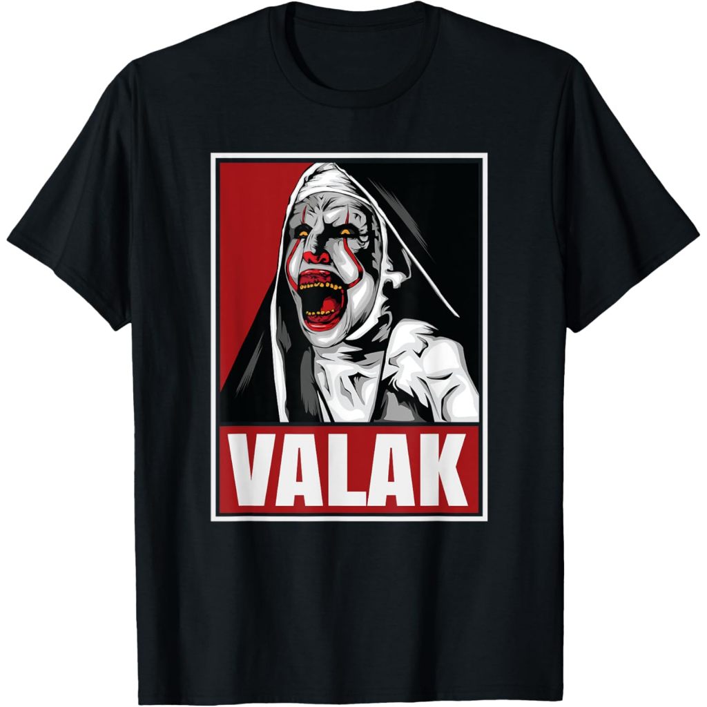 Baju kaos Scary Horror Valak Nun Halloween Conjuring Costume Party T-Shirt