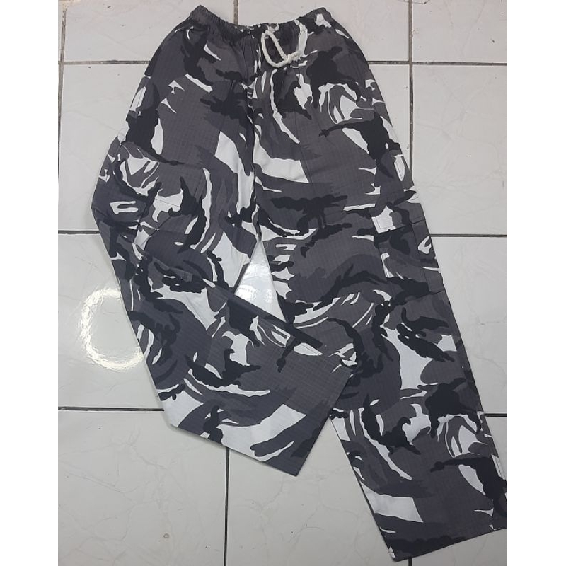 Celana Panjang Cargo Army Pria Wanita Pinggang Karet