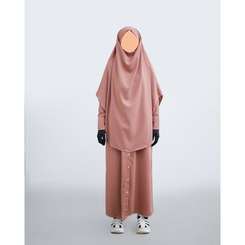HANA Abaya Khimar Syari anti UV - Mellow Peach
