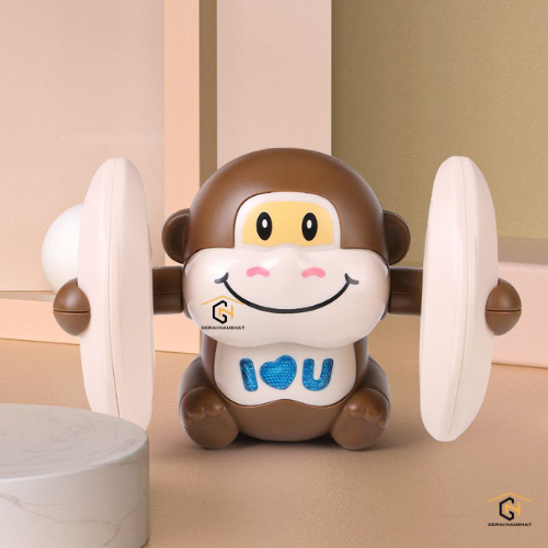 Mainan Monyet Happy Flip Tumbling Monkey Lampu LED Sensor Voice Control Bunyi Suara Musik Lucu