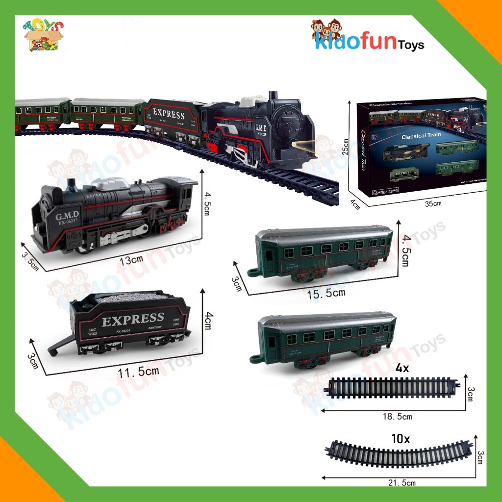 Mainan Kereta Api Rail King Train Track isi 18pcs / 13pcs Gerbong Penumpang Batubara