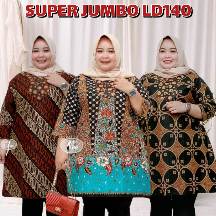 Atasan Wanita Baju Tunik Batik Jumbo Size XXXXL LD140CM LD 140 Baju Batik Wanita Gemuk Kekinian Mura