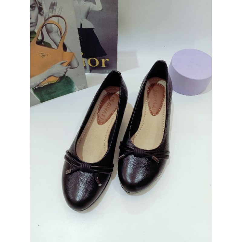 sepatu pantofel wedges 7cm sepatu wanita kulit