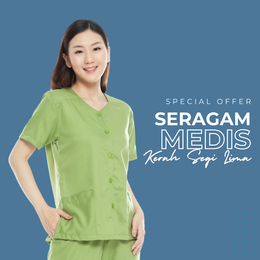 MEDISCRUB - SCRUBS KERAH SEGI 5 - Baju Jaga Dokter Perawat Medical Uniform