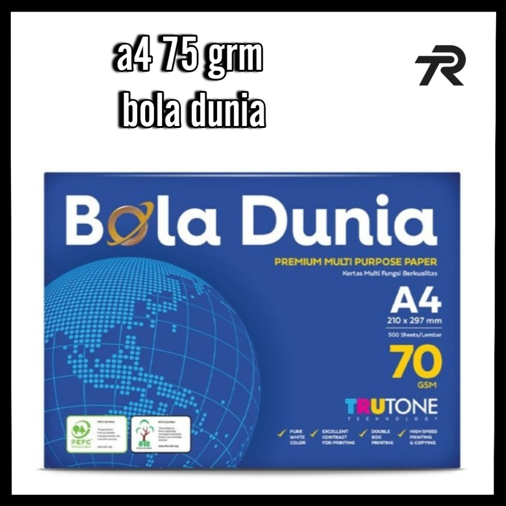 

Kertas HVS 70 - 80grm A4 F4 Bola Dunia Rim - A4