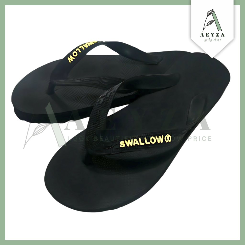 AEYZA Sendal Jepit Swallow Black Pearl M01 (All Black) | Sandal Japit M01 Swallow Hitam Original - A