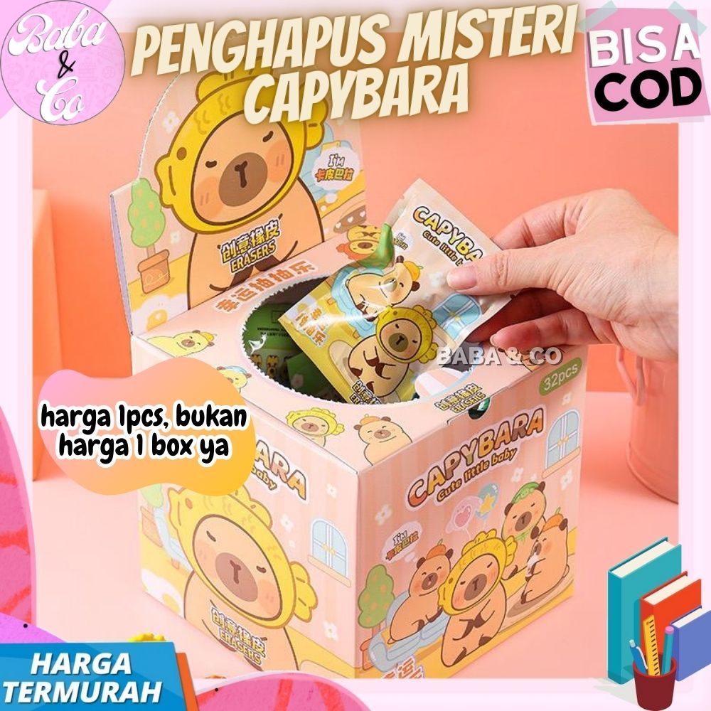 

PENGHAPUS CAPYBARA MYSTERY PACK PENGHAPUS MISTERI BOX CAPYBARA LUCU UNIK BLIND BOX ERASER KAPIBARA