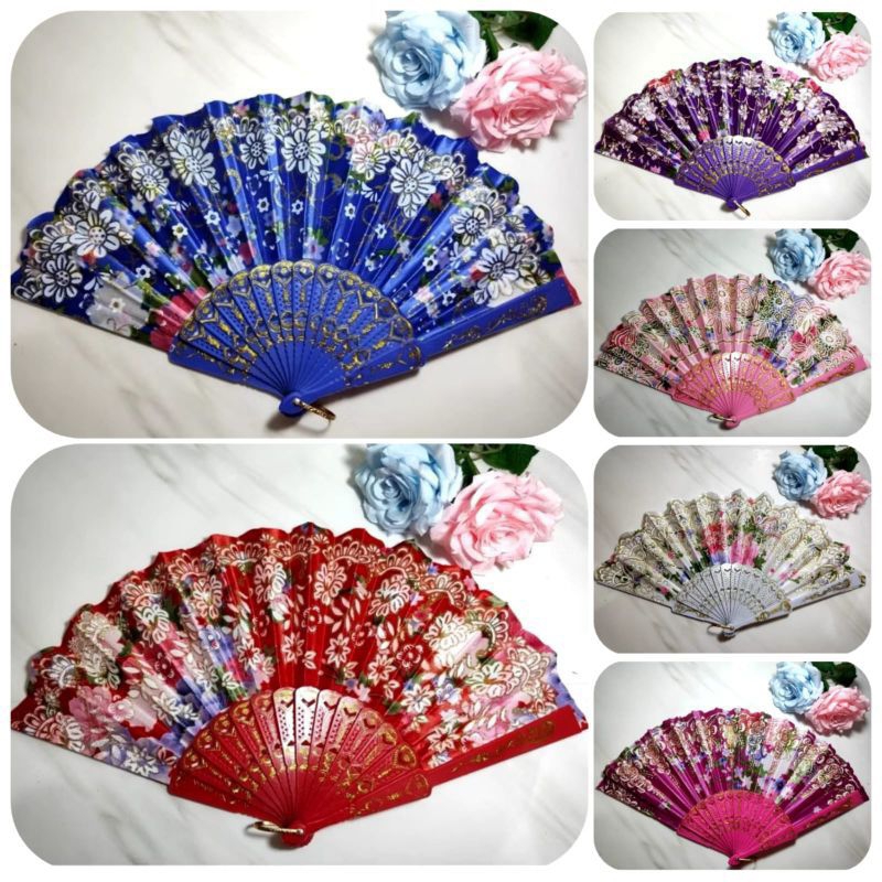 Kipas Tangan Lipat Jepang Gliter / Kipas Lipat Manual / Kipas Tari Souvernir / Kipas Tangan