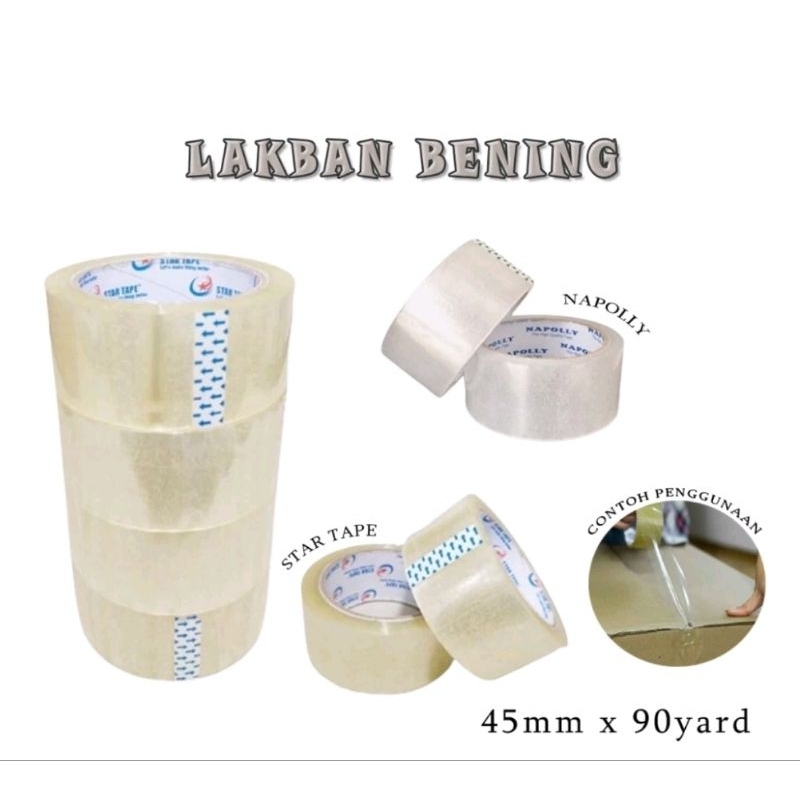

Lakban Bening 90 Yard Isolasi selotip clear tape 45MM Daya rekat kuat