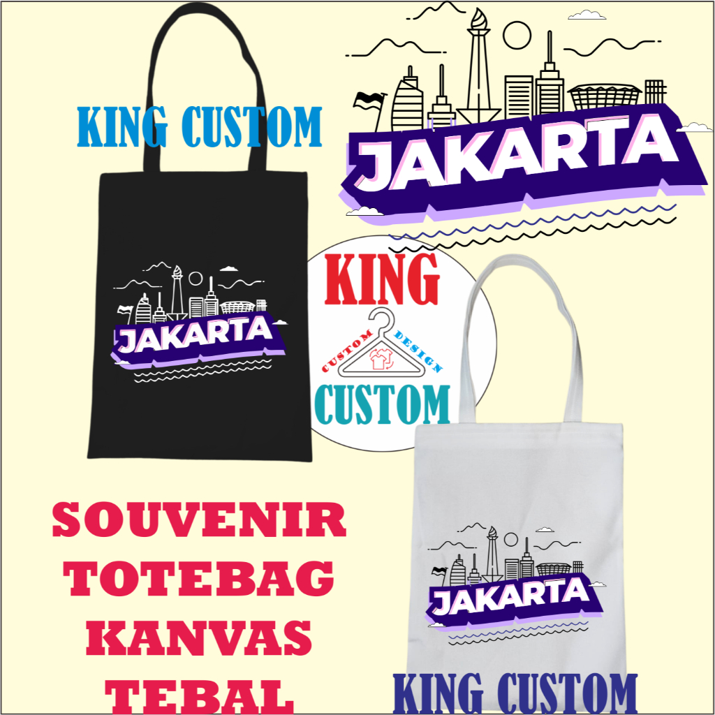 Tas Totebag Souvenir JAKARTA bahan PREMIUM TEBAL