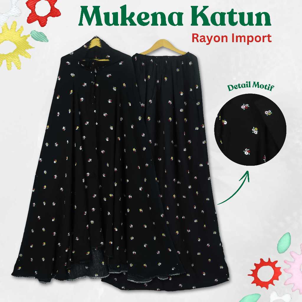 Mukena Katun Bahan Rayon Import Premium Harga Terjangkau Kualitas Terbaik Warna Hitam Elegan