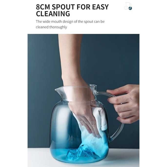 Isokku Teko Kaca Teh Pitcher Tahan Panas Api Borosilicate 1800Ml Tbk