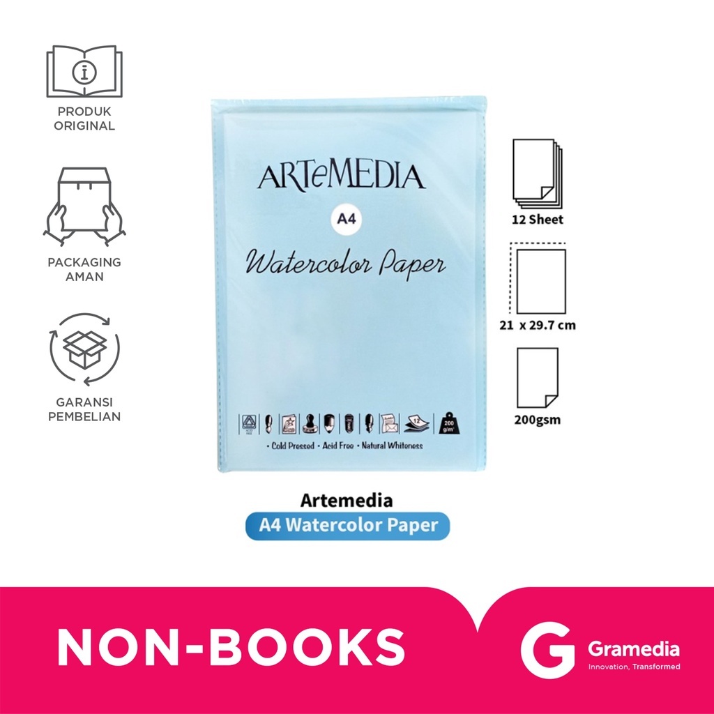 

Gramedia Supratman | Artemedia A4 Watercolour Book 200Gsm 12Sh