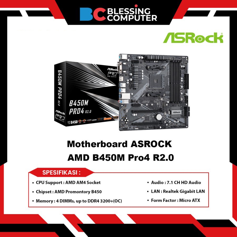 Motherboard ASROCK AMD B450M Pro4 R2.0